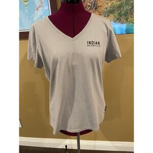 Indian Motorcycle Gray Logo V-Neck T-shirt Large